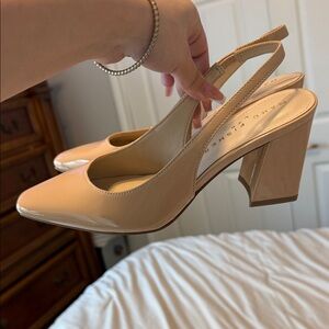 Marc Fisher Nude Patent Slingback Heels